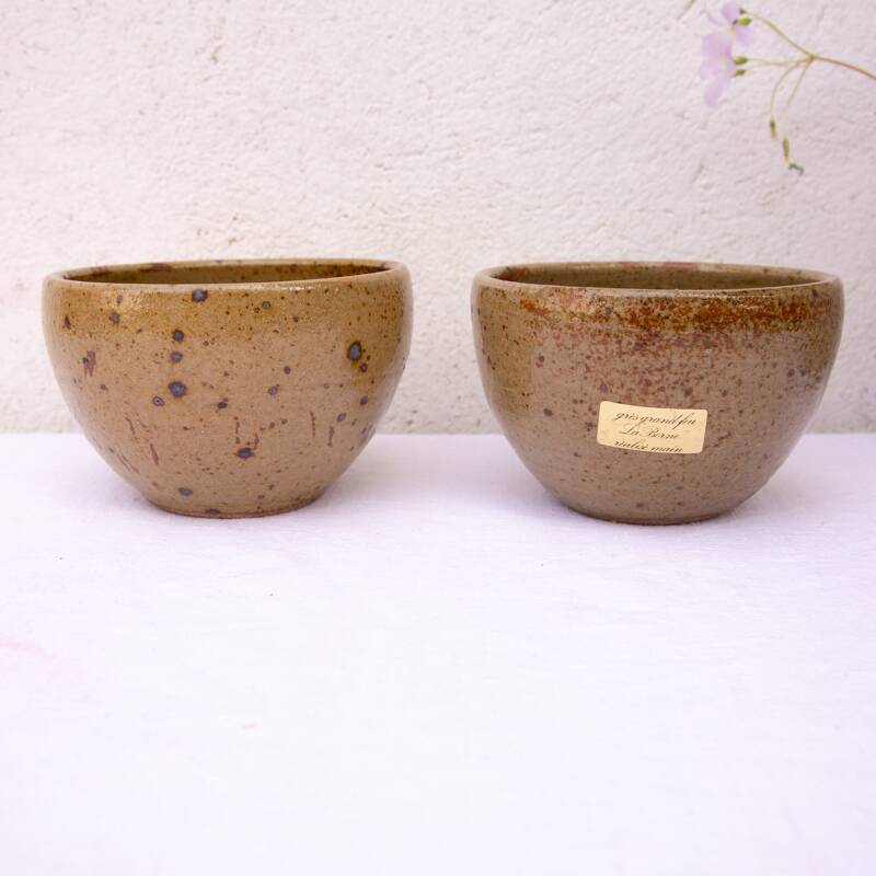 2 large feu la Berne stoneware bowls signed
