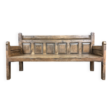 Large antique wooden Spanish bench from the 19th century