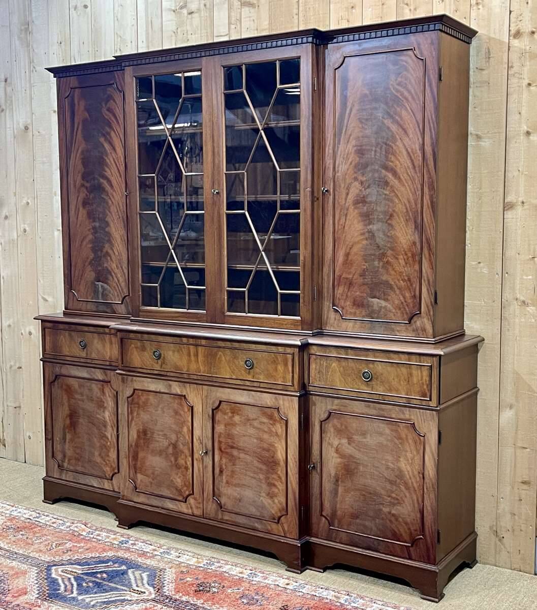 English mahogany secretary bookcase from the 1970s