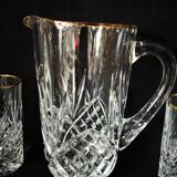 lemonade service, pitchers and glasses, in Lorraine crystal, the Grand Dukes, gold border