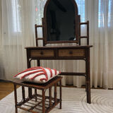 Rattan dressing table with her stool