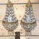 Pair of wall lights with crystal and brass tassels Height 36 cm