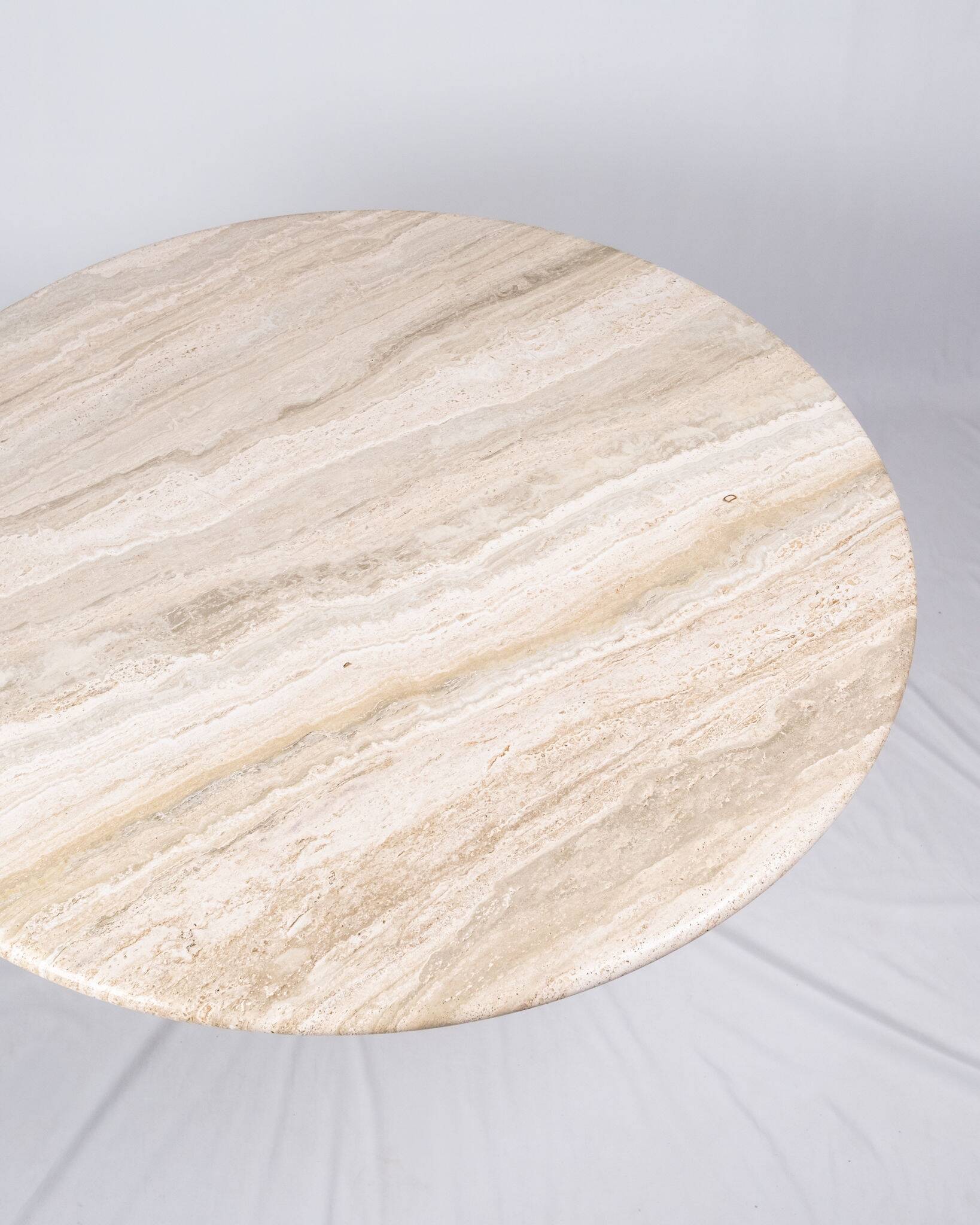 Pedestal dining table in travertine, Stone International, Italy, 1970s