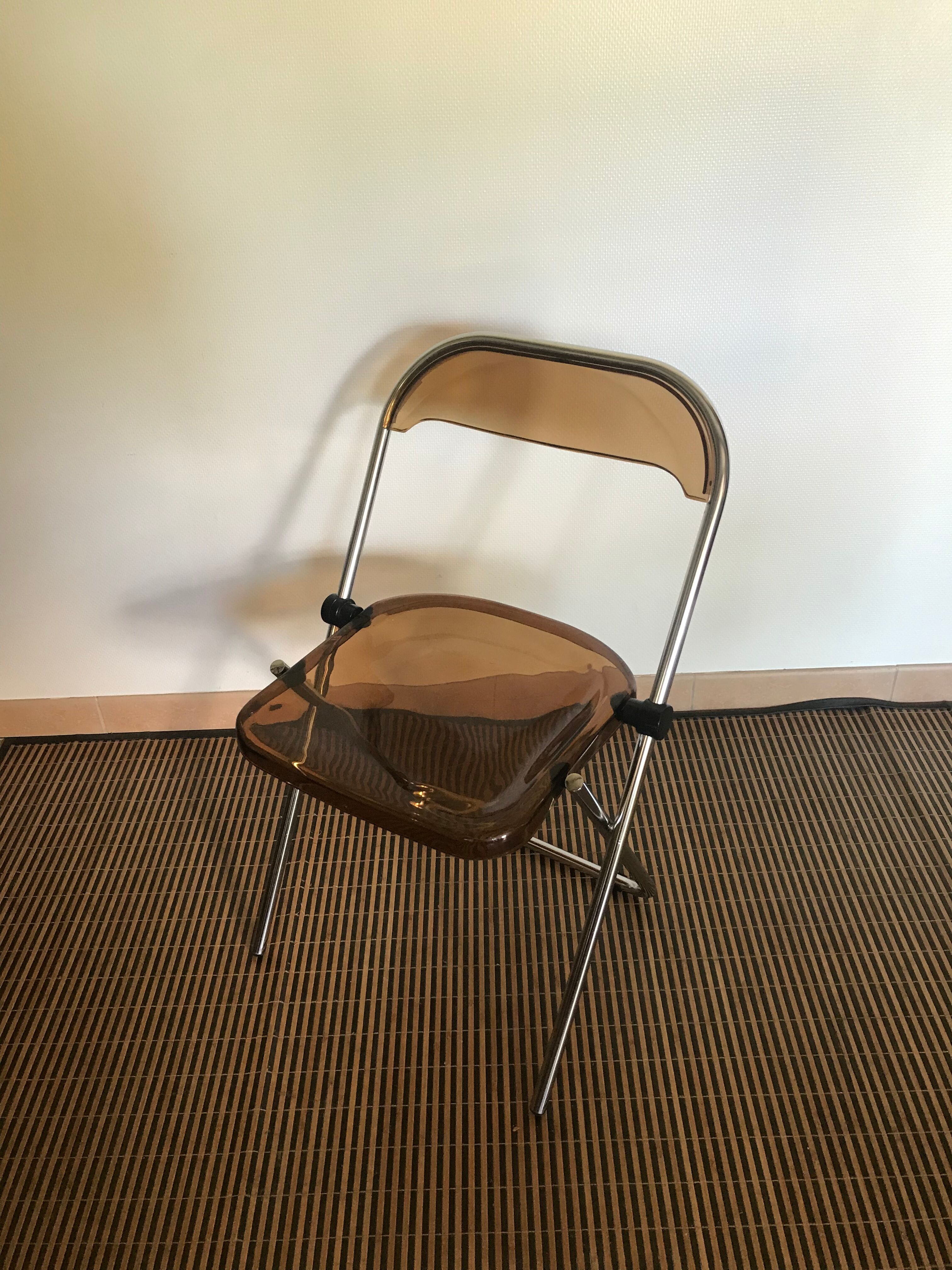 Vintage folding chairs smoked Plexiglas
