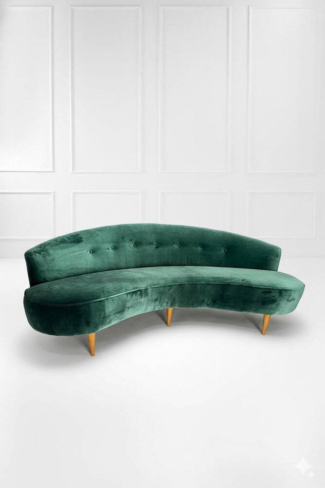 Mid-Century Curved Sofa in the style of Federico Munari, Italy, 1950s
