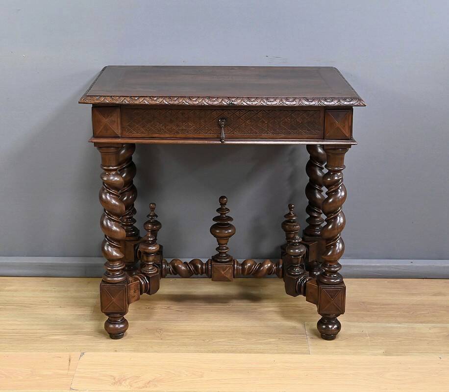Small Oak Desk Table, Louis XIII Style – Mid-19th Century