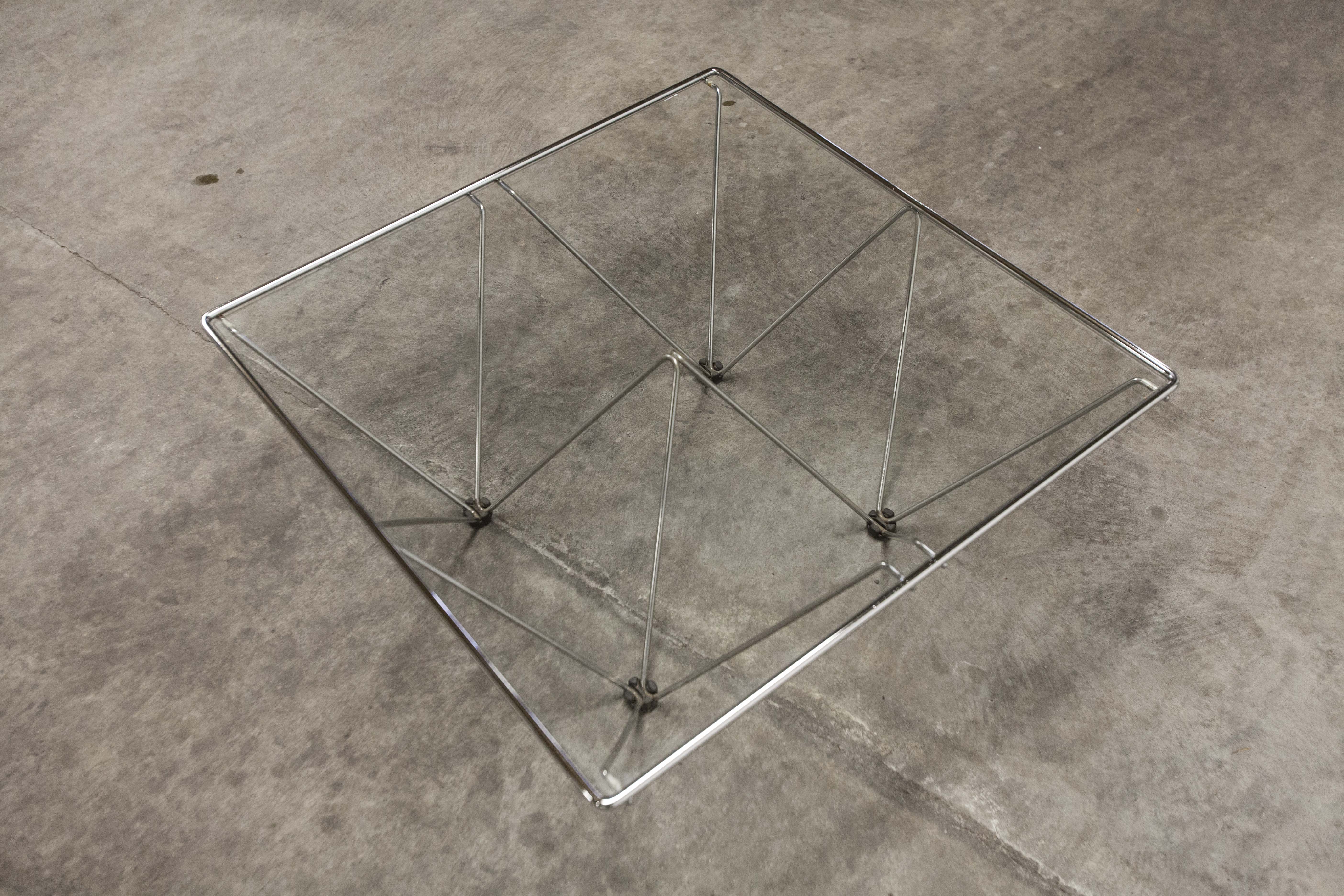 1980 glass square coffee table