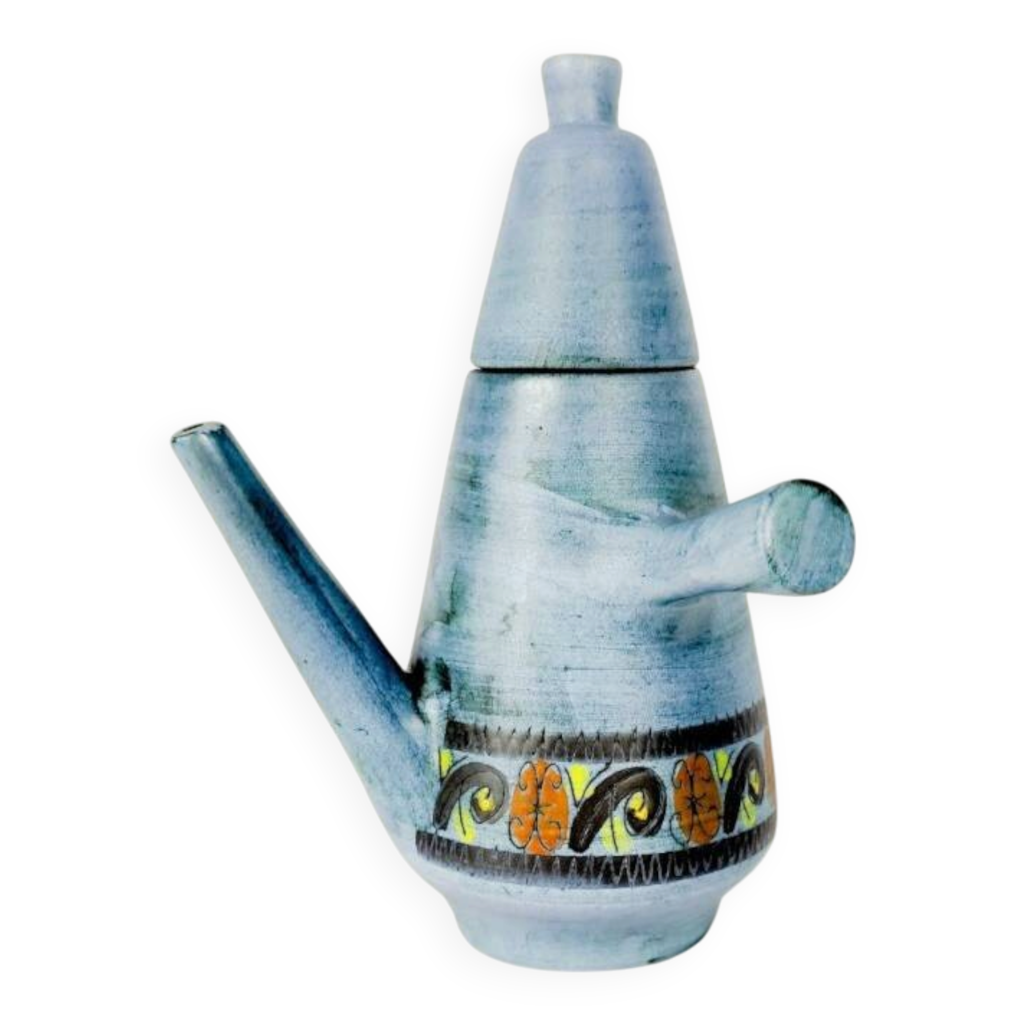 Grande cafetière à glaçure bleue mate, par Jean de Lespinasse, années 1950/1960