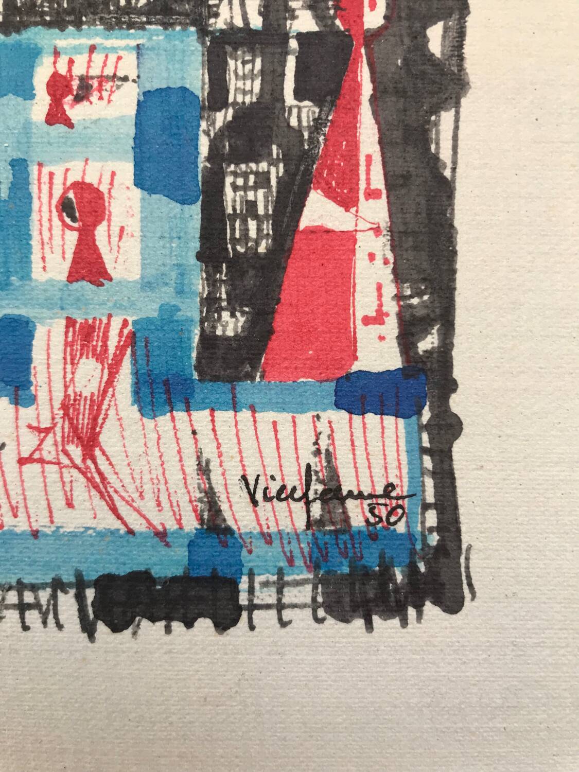 Jean-Pierre VIELFAURE 1930-2015. Composition, 1950. Ink and watercolour.