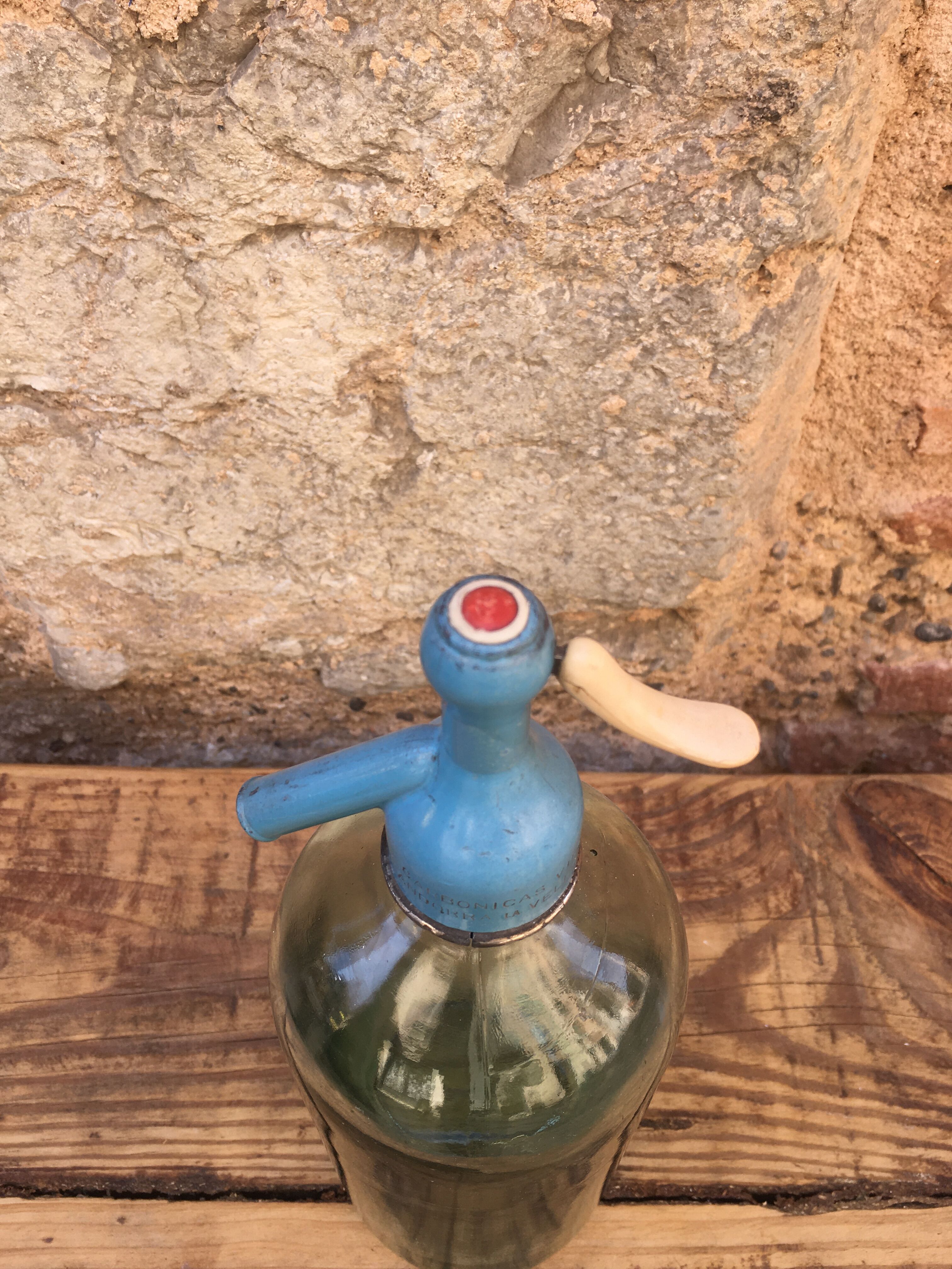 Siphon en verre bleu