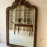 Antique Louis XV rococo mirror with a gilded pediment - 156 x 98 cm