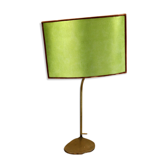 Lampe piètement laiton - abat-jour soie verte