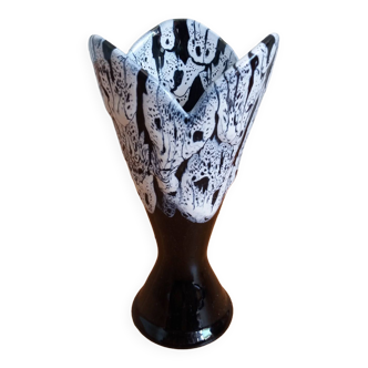 Flamed stoneware ceramic vase