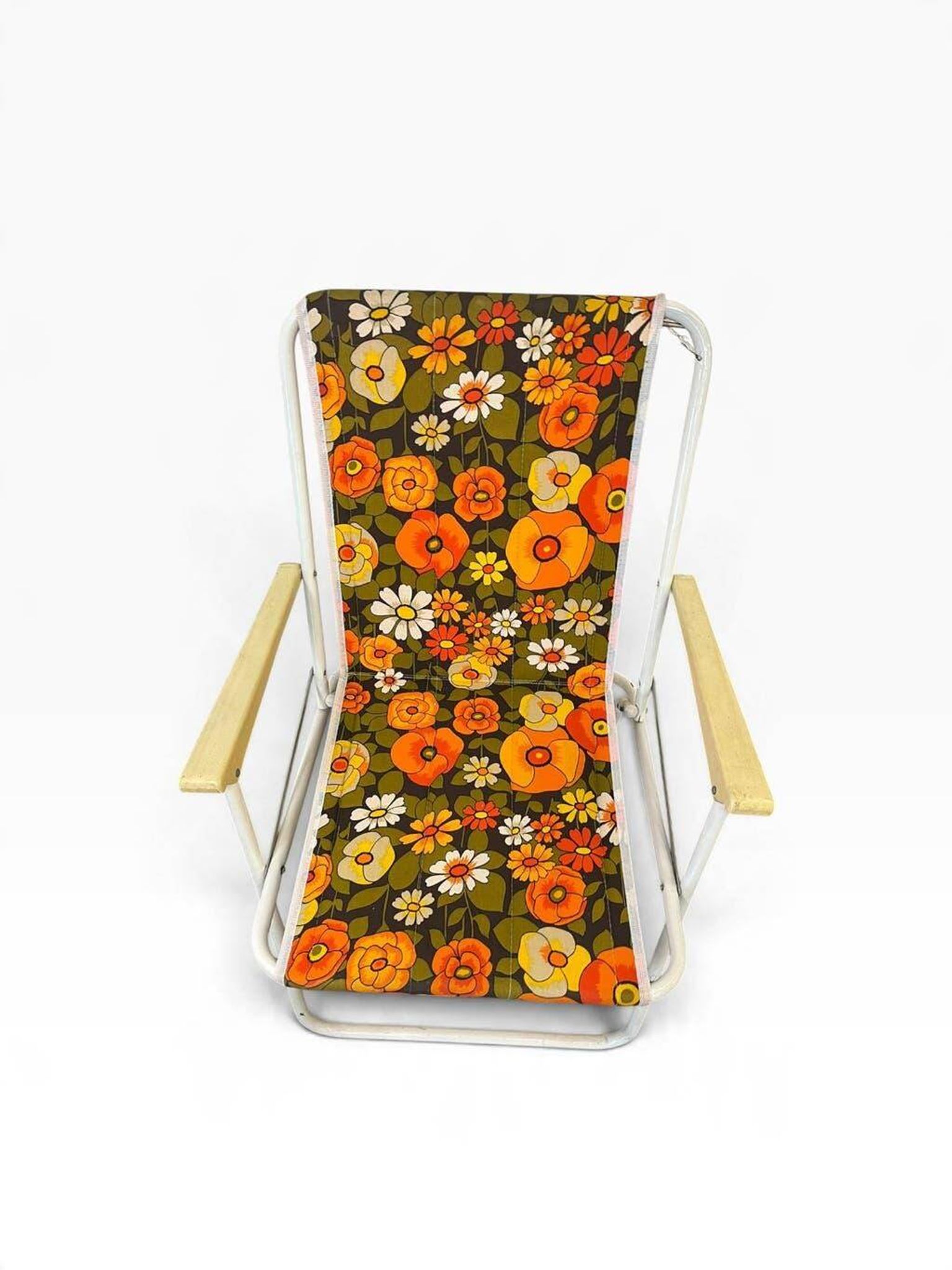 Chaise de plage/camping pliante orange vintage