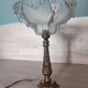 Chiseled bronze foot lamp, ezan glass basin art deco style