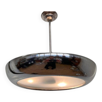 Pendentif UFO en chrome Bauhaus par Josef Hurka pour Napako, années 1940.