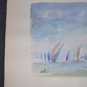 French school 20th century d martine: sailboats on the sea, watercolor