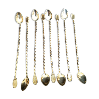 Set de 8 cuillères dorées à cocktail