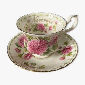 Porcelain cup and sub-cup "November" stamped "Royal Albert"