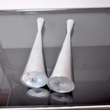 Pair of scandinavian diabolo candle holders, aluminum, sweden, 1970