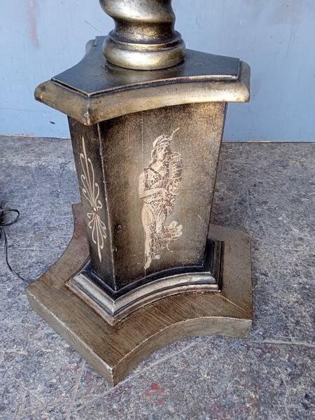 Silver carved wood floor lamp from the 1940s