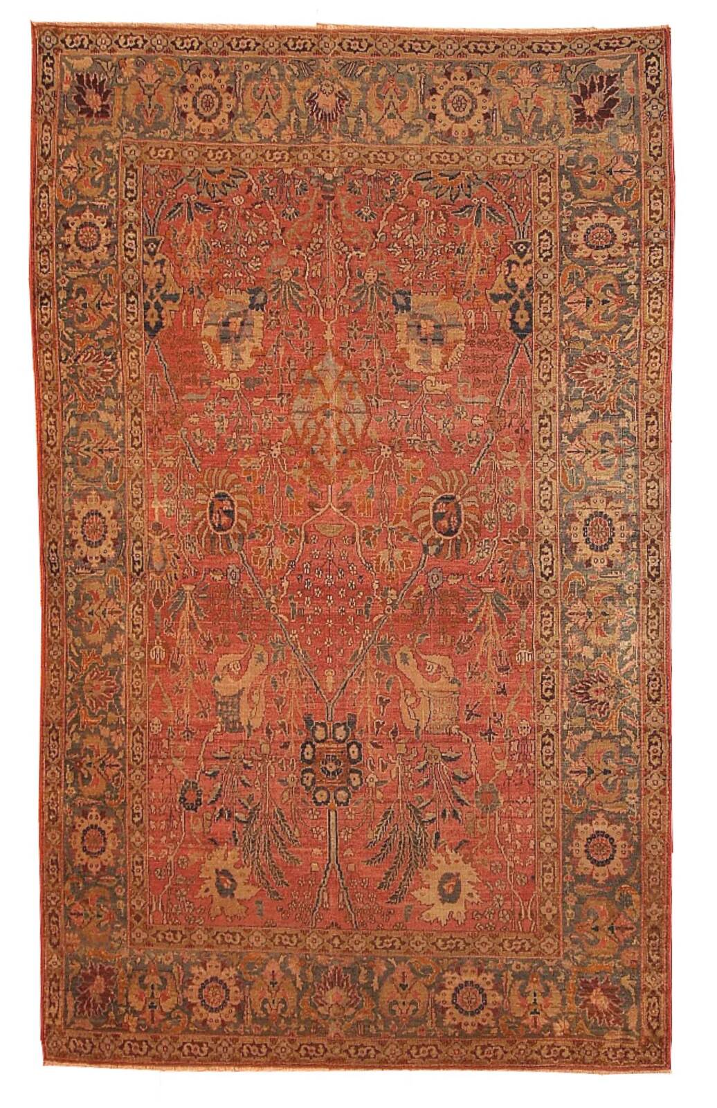 Handmade antique Indian Loristan rug 176cm x 268cm 1880s - 1B143