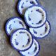 6 Staffordshire blue ironstone soup plates