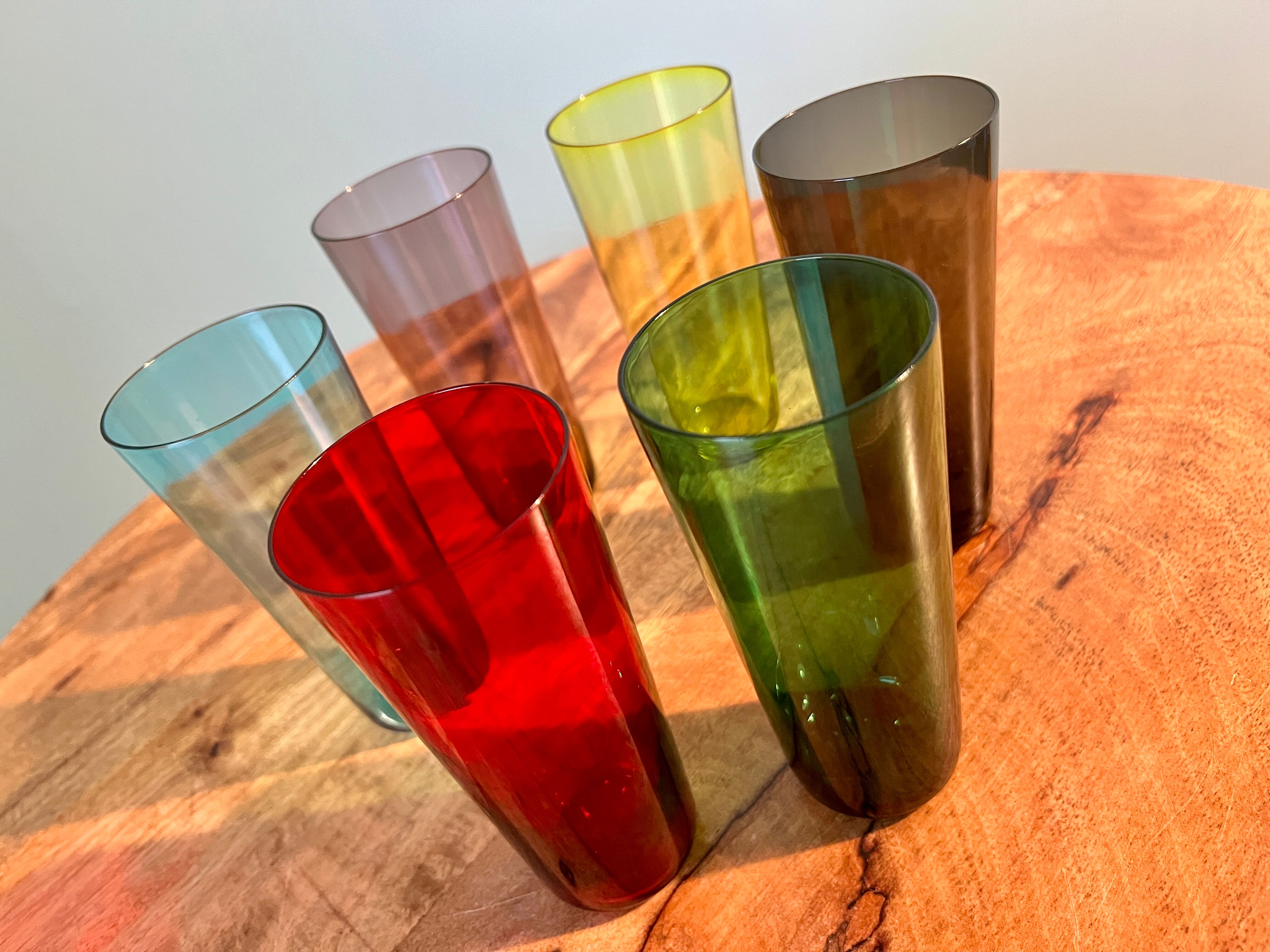 Vintage liquor and wine glasses, mid century modern from 1960s for apartment decoration / tableware