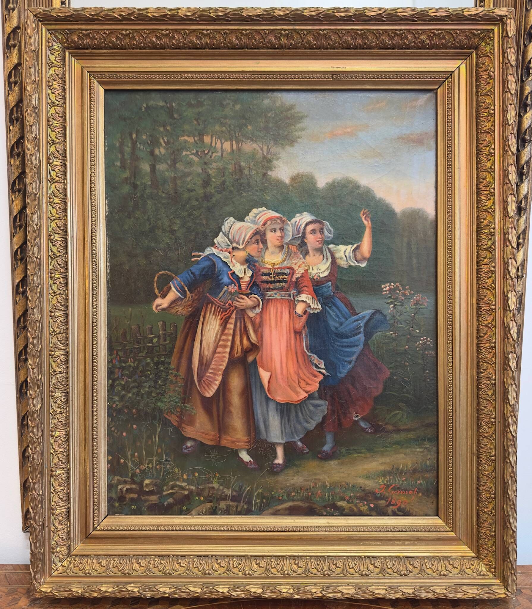 Huile sur toile XIXᵉ siècle signée J. Germoh (1890)