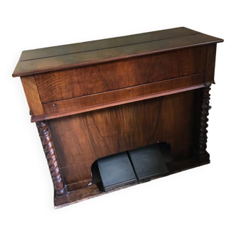 Harmonium ancien anglais soufflets en acajou, XIXieme
