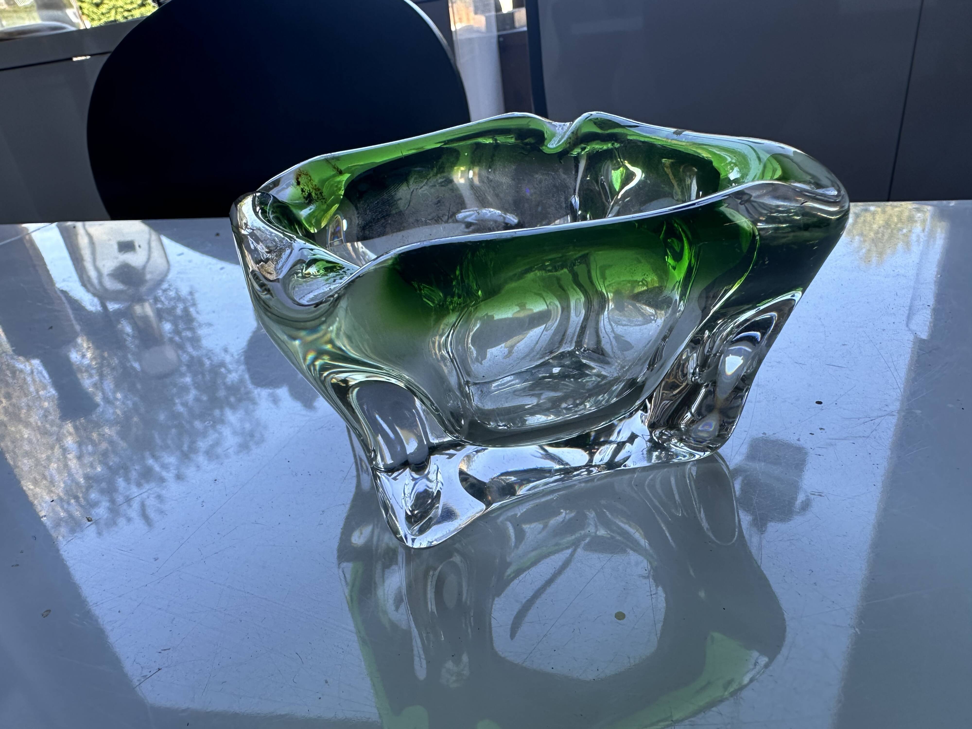 Green crystal ashtray