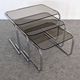 Nested tables with tubular chrome and smoked glass, France 1970.
