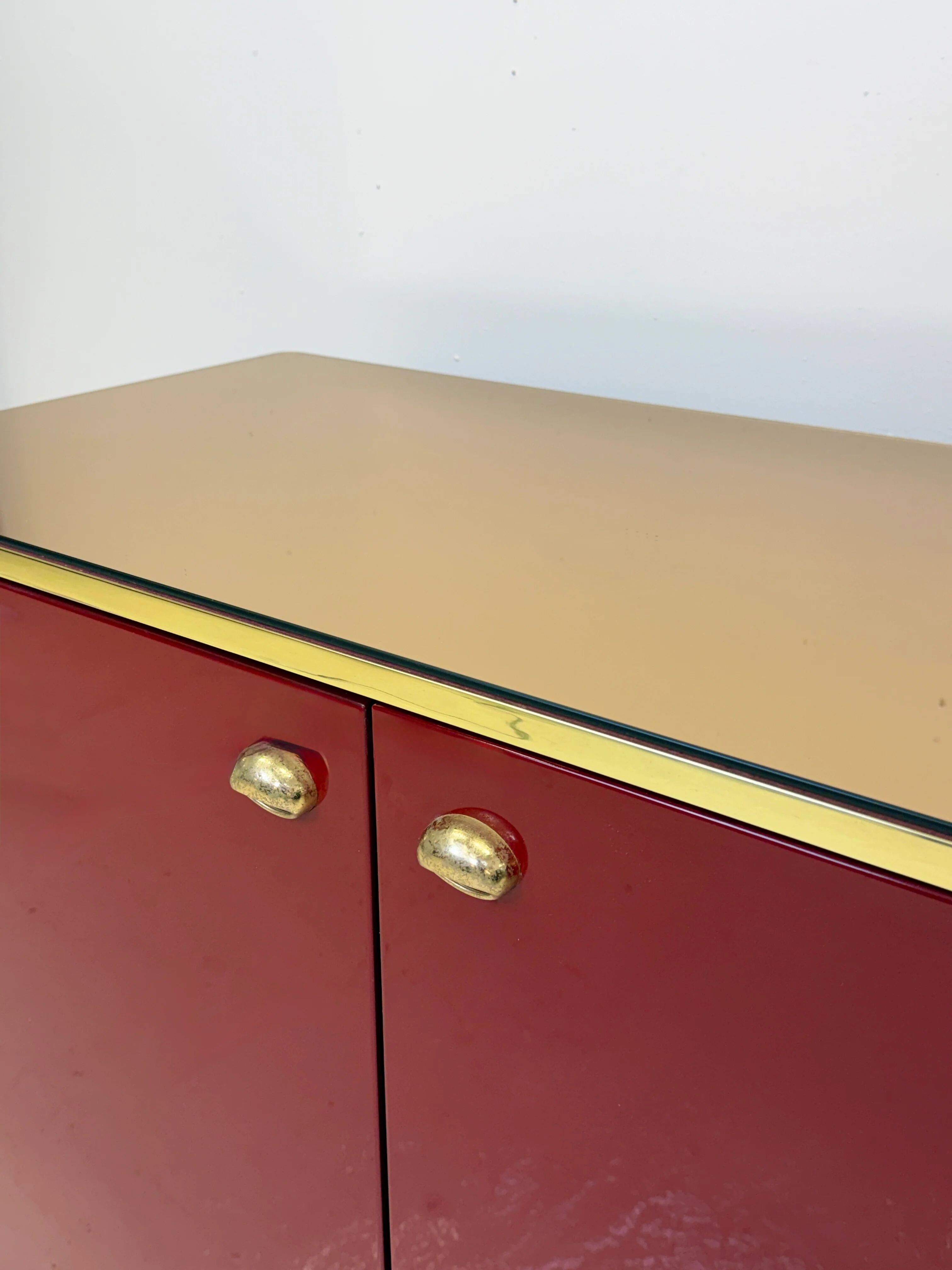 Red lacquered buffet - Hollywood Regency, 1980s