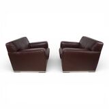 Set of 2 B&B Italia Maxalto Apta Imprimatur leather armchairs by Antonio Ci