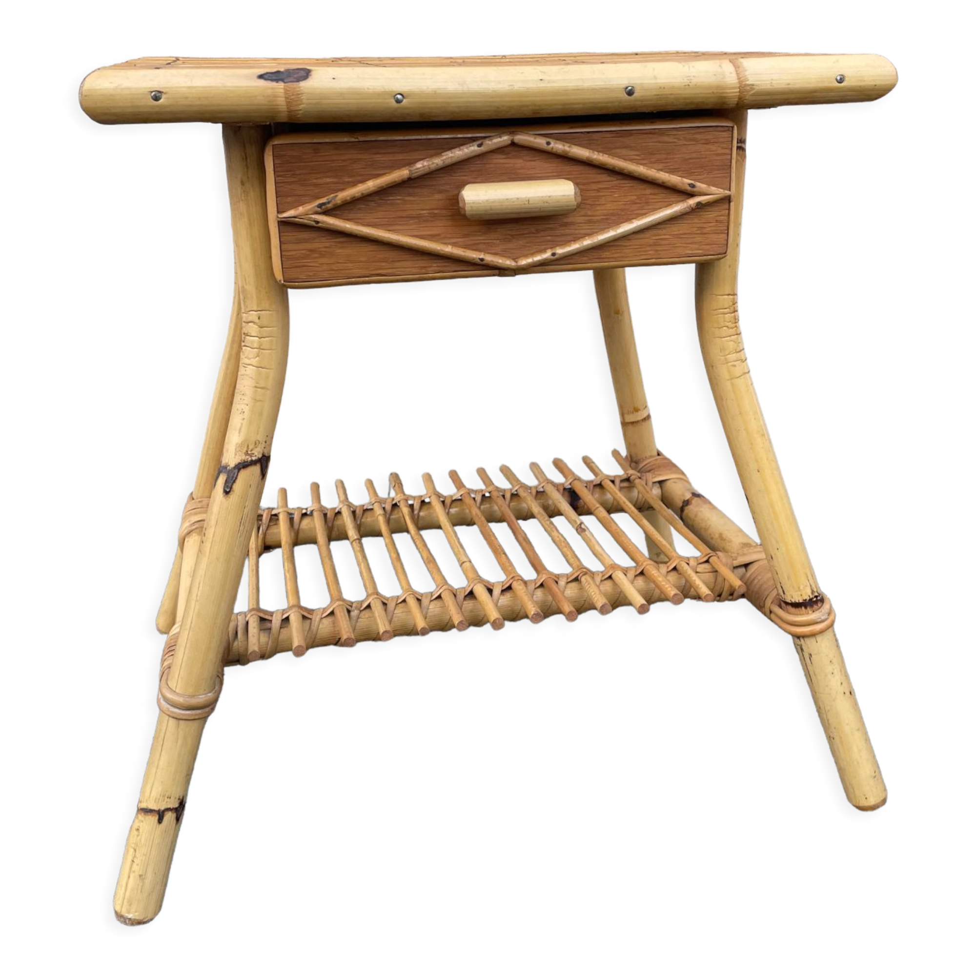 Rattan bedside and bamboo