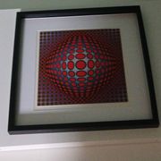 Tableau Vintage Art Optique - Victor Vasarely - Frame 40x40cm