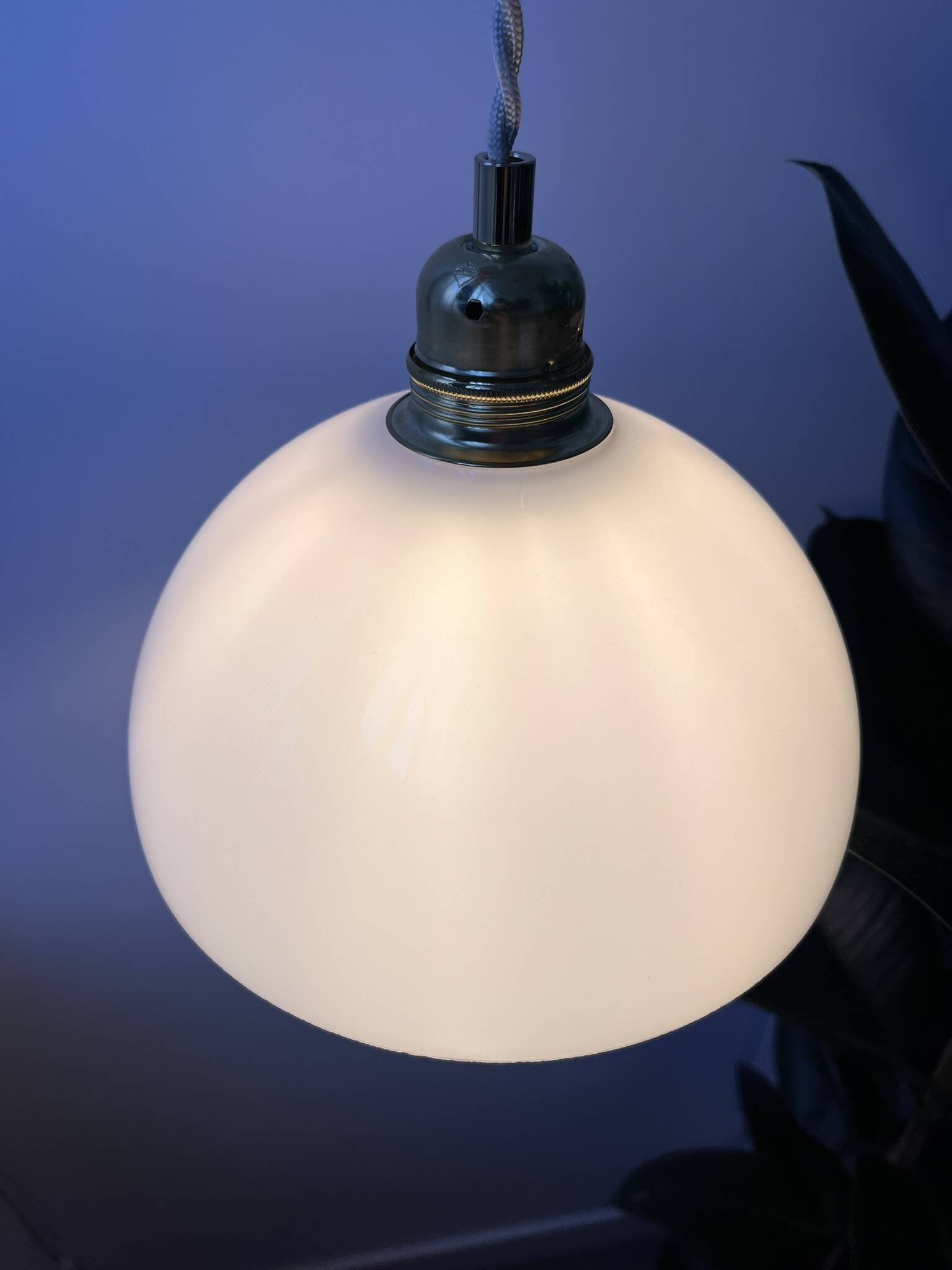 Vintage white glass half-sphere pendant light