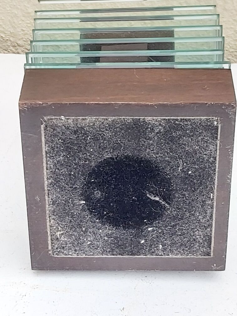 Demeter wood and glass lamp Maison Desny 1980