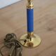 Pair of blue and gold bedside lamps with cream shades – H38 cm