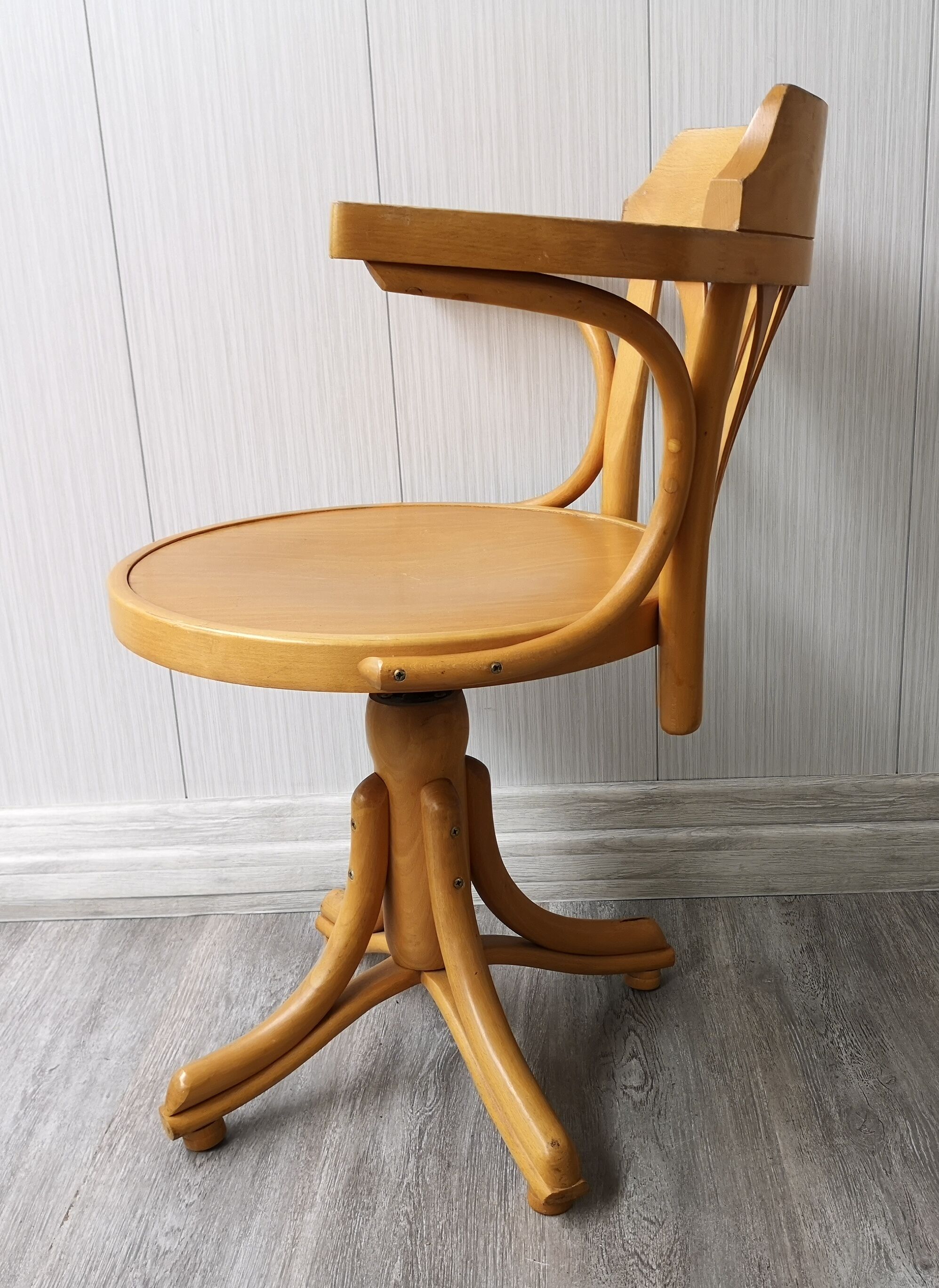 Wood swivel desk chair