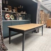 Farm table with black patinated legs (renovated)