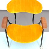 Vintage yellow velvet chair by Gastone Rinaldi for Rima. Italy 1950s