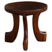 Oromo stool from mid-20th century Africa, hand-carved wood, tribal style.