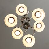 Vintage Italian Chrome and Opaline Chandelier
