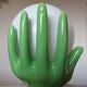 Hand green ceramic lamp and opaline white years 70
