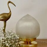 Lampe à poser globe vintage en verre holophane