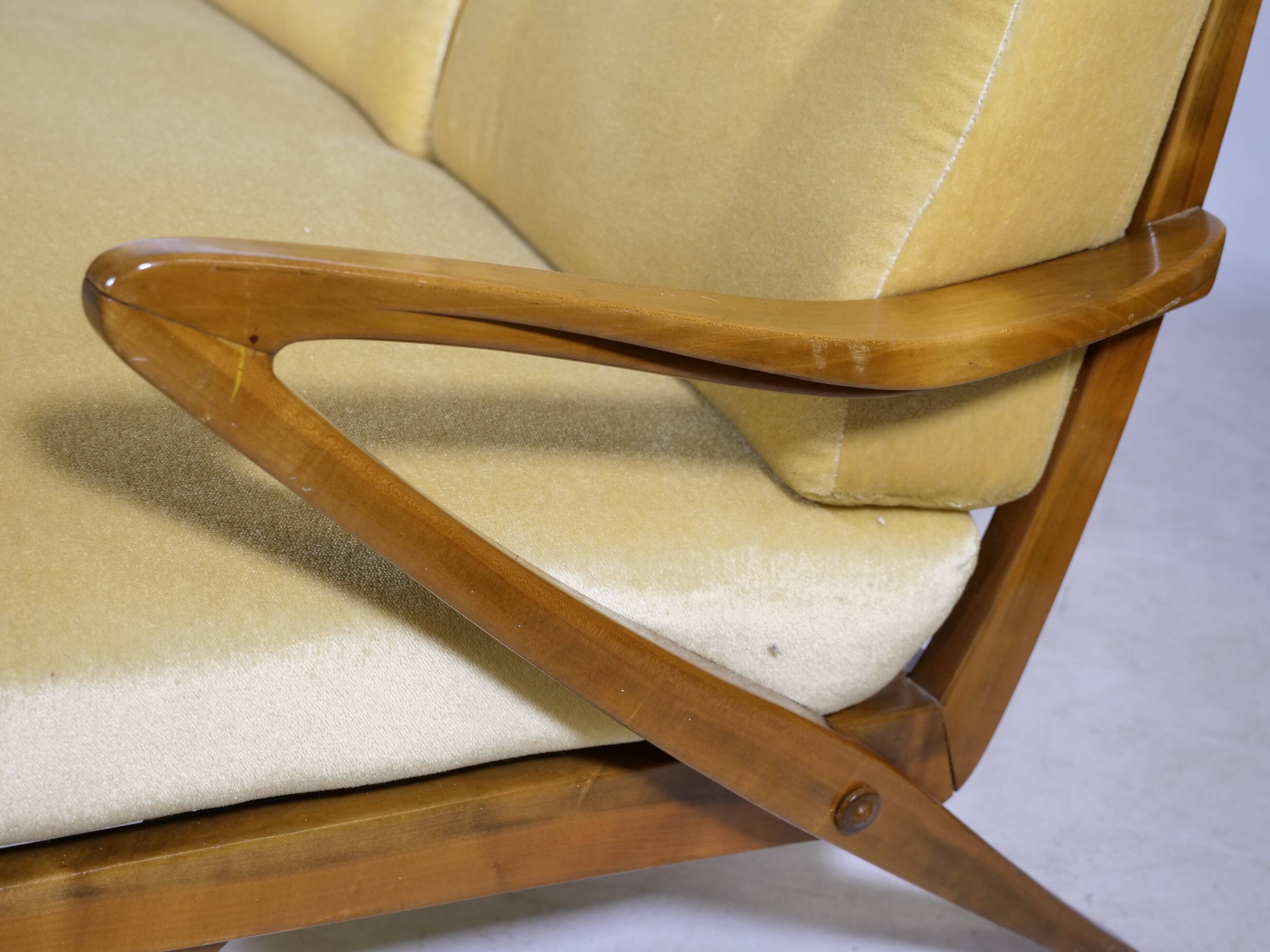 Three Seat Sofa in Wood attributed to Guglielmo Ulrich, Italy, 1950s