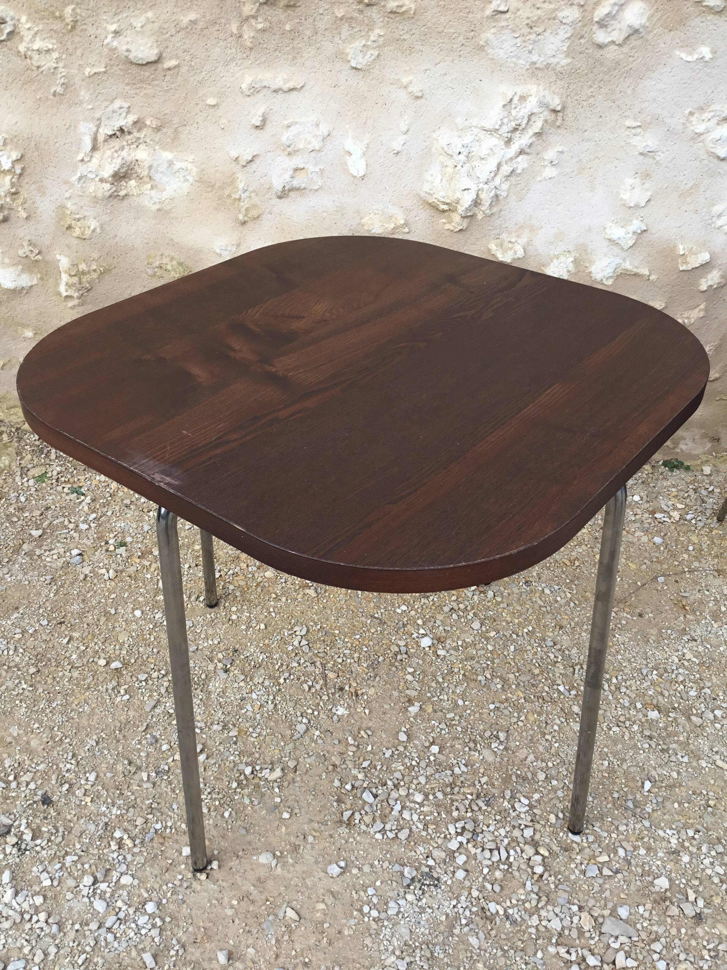 Ikea table late 20th century fusion model in dark wood and chrome legs