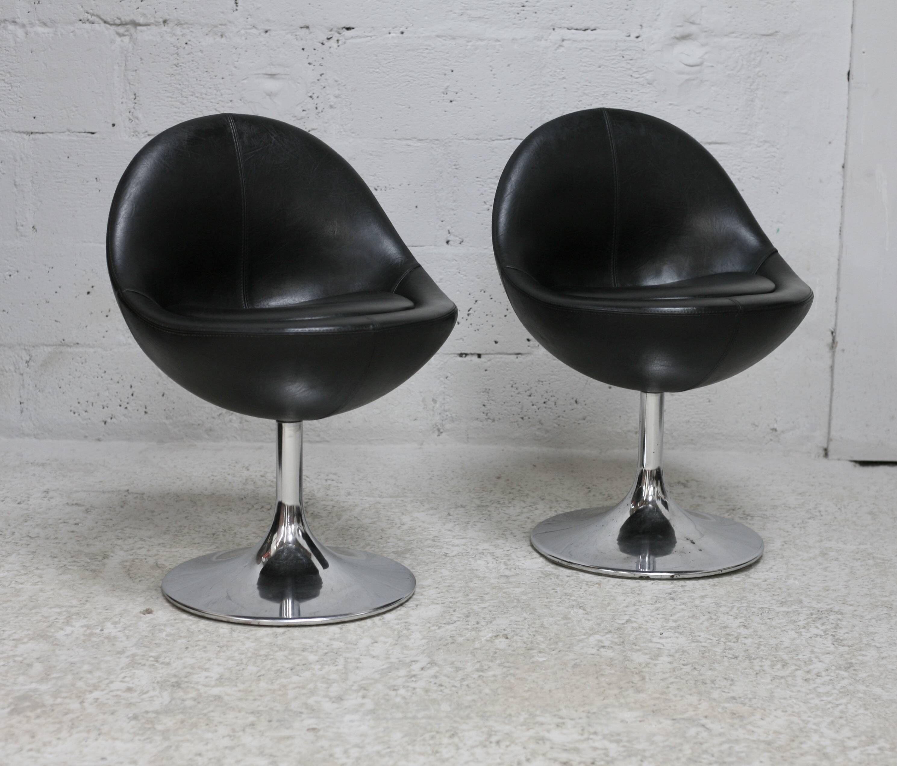 pair of "space age" swivel chairs. Sweden, circa 1965