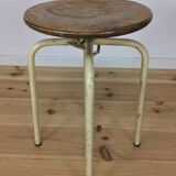 Workshop stool with system, metal and wood, adjustable industrial style